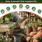 49.21ft solar drip irrigation system kit, automatic watering showing dimensions