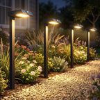 XMCOSY+ Solar Pathway Lights, 6 Pack Metal Motion Sensor Outdoor Lights | 300LM Bright Landscape Lights, All-Night Lighting, IP65 Waterproof Garden Light for Yard, Driveway & Walkway, Warm/Cool White