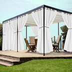 HolidayIdeas White Outdoor Curtains for Patio Waterproof 8 Pcs All Weather Balcony Grommet Top Outside Curtains for Apartments, Gazebo, Pergolas, Porch, 54x95 Inch
