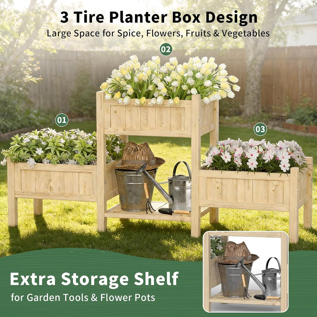 extra large wooden raised garden bed with legs, close-up detail