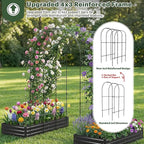 DTIG Galvanized Raised Garden Bed with Trellis, 6×3×1 FT 2 Pack Outdoor Garden Bed, Upgraded 4×3 Support, Brown
