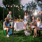 Walensee String Light Poles with Hook Outdoor Metal Pole for Hanging, Garden Party 9.4FT Lights Hanger with 5-Prong Fork Steel Stand Holder for Patio Christmas Wedding 2 Pack