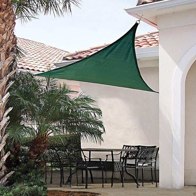 E&K Sunrise 12' x 12' x 12' Sun Shade Sail Triangle Canopy Shade Cover UV Block for Patio Backyard Garden Outdoor (Green)