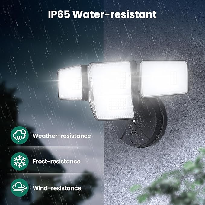 70W 7000LM LED Flood Lights Outdoor, Switch Controlled Security Lights with 4 Heads, Adjustable Heads, 6500K Daylight IP65 Waterproof Outside Wall Light for Backyard, Yard, Garage, Patio