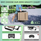 Suteck Oversized Zero Gravity Chair,33In XXL Outdoor Recliner Chair w/Removable Cushion&Headrest, Camping Lounge Chair w/Upgraded Lock&Footrest, Reclining Patio Chairs for Indoor Outdoor,500LBS