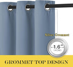 NICETOWN Blackout Stone Blue Curtains 120 inch Length - Window Treatment Energy Saving Thermal Insulated Room Darkening Grommet Drapes for Living Room (1 Panel, W52 x L120)