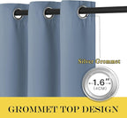 NICETOWN Blackout Doorway Curtain Room Darkening - Window Treatment Thermal Insulated Solid Grommet Vertical Drape for Bedroom/Living Room (Stone Blue, 1 Panel, 66 by 72 Inch)