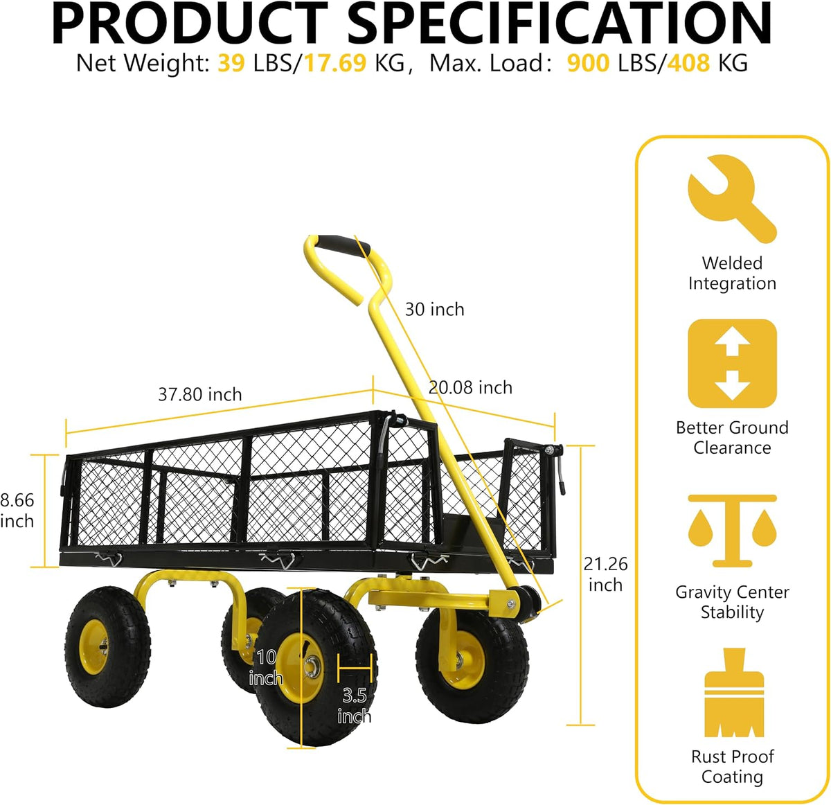 steel garden cart, 2-in-1 heavy duty utility wagon shown in use