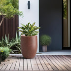 Kante 21.7 Inch Tall Concrete Planter, Large Indoor Outdoor Plant Pot with Drainage, Smooth Rusty Finish with Painted Interior, Ideal for Porch, Home, Garden, Patio