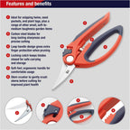 Spear & Jackson 6061GPS Razorsharp Loop Handled General Purpose Garden Snips with Carbon Steel Blades, Ergonomic Soft Grip Handle, Safety Lock & Stem Crusher