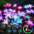 Solar Garden Lights Outdoor, 6 Pack Blooming Lily Solar Flowers Outdoor Waterproof, 7 Color Changing Bigger Flower Lights for Yard Patio Outside Decorative Mom Gift
