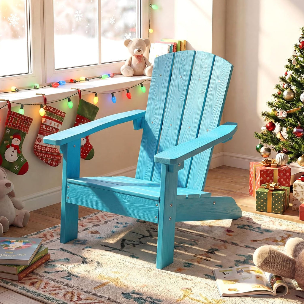 GIANTEX Kids Adirondack Chair Set of 2 for Age 3-8, Turquoise | All-Weather HIPS Children's Outdoor Chair w/Ergonomic Design, Toddler Lawn Chairs, Kids Beach Chair for Garden Patio Backyard