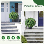49” Artificial Ferns for Outdoors Planter, 128 Leaves per Fern, Set of 2, Large Lush Fake Boston Ferns Hanging Plants, UV Resistant Faux Greenery for Porch Patio Garden Home Decor Indoor Outdoor