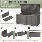 Outdoor Storage Box, Resin Deck Boxes Indoor and outdoor, Waterproof Storage Box Lockable Lid (Grey,150 Gallon)