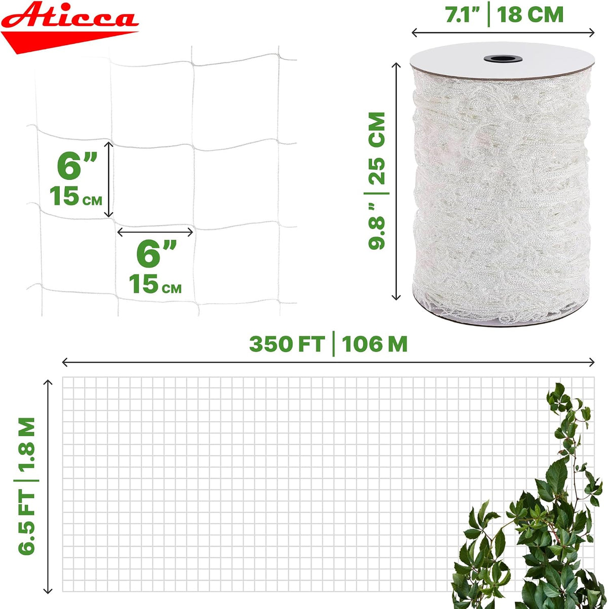 aticca 6.5x350 ft heavy duty trellis netting, 6-inch shown in use