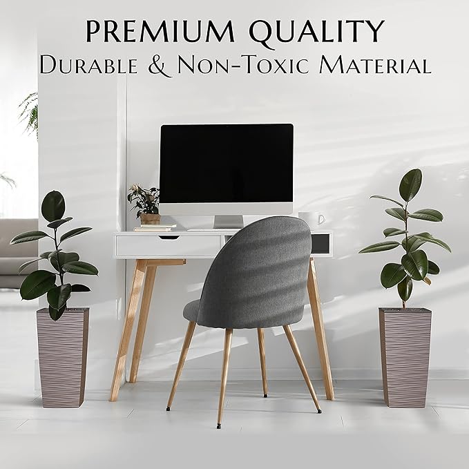 Mueller Janska M-Resin Heavy Duty Tall Planter, Indoor/Outdoor Grande Plant, Tree, Flower Pot, 2-Piece Set, 27.5”, Modern Design, Built-in Drainage, Mocha