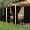 HolidayIdeas Waterproof Outdoor Curtains for Patio, 6 Panels - 54x120 Inches - Weatherproof Privacy Outsides Curtains for Backyard Porch Gazebo, Sunlight & UV Blocking (Black, Grommet Top)