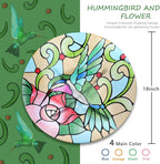 MUMTOP Glass Bird Bath Outdoor with Metal Stand, Garden Feeder, Hummingbird | Glass Large Bird Baths Bowl with Metal Stand for Outdoors, Hummingbird Patterns Bird Feeder for Outside Garden, Patio Decor