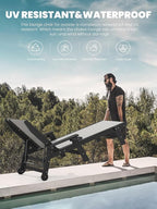 SERWALL Patio Chaise Lounge Chair, 5 Positions Outdoor Lounger for Pool, Textilene Lounge Chair with Rolling Wheels for Poolside, Deck, Black