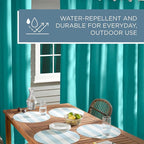 TOWN & COUNTRY BASICS Cabana Solid Heavyweight Indoor Outdoor Curtains, Light Filtering Opacity with Grommet Top, Water Repellent, 2-Pack Set, 54"x108", Teal