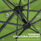 PURPLE LEAF 9' X 11.5' Square Cantilever Umbrella Patio Umbrella with Base Outdoor Umbrella Aluminum Offset with 360-degree Rotation for Garden Deck Pool Patio Apple Green