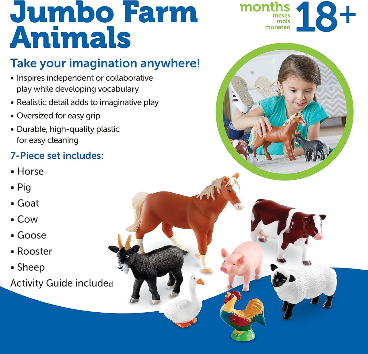 learning resources jumbo farm animals, package contents