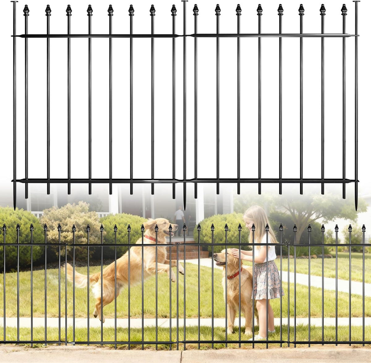 decorative metal garden fence，(10 panels+ 11 posts), total, main product view