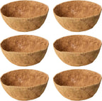 6 Pack 16 Inch Coco Liners for Hanging Baskets Coconut Husk Plant Liners 100% Natural Round Coco Coir Liner for Hanging Basket Flowers