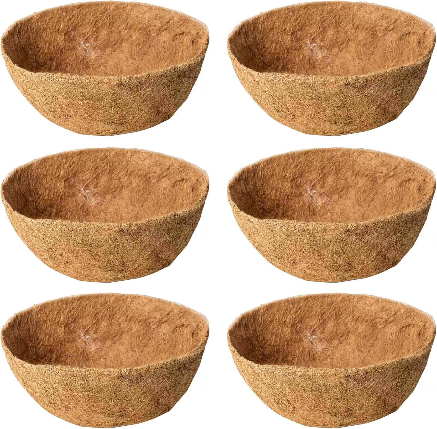 6 Pack 16 Inch Coco Liners for Hanging Baskets Coconut Husk Plant Liners 100% Natural Round Coco Coir Liner for Hanging Basket Flowers