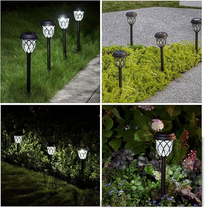 EXCMARK 10 Pack Solar Lights Outdoor Garden Pathway Solar Powered Yard Lights for Walkway Sidewalk Driveway.