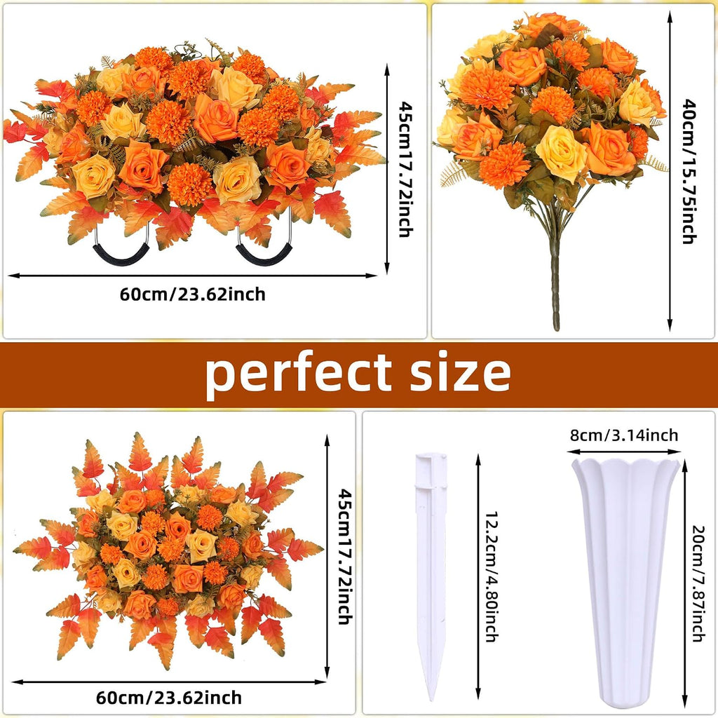 lodou 3 piece cemetery flowers set – large showing dimensions