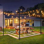 2 Pack String Light Poles for Outside, 10.5 Ft Outdoor String Light Poles for String Lights, Backyard Patio Light Poles for Bistro Party Wedding, Metal Pole for Outdoor String Lights
