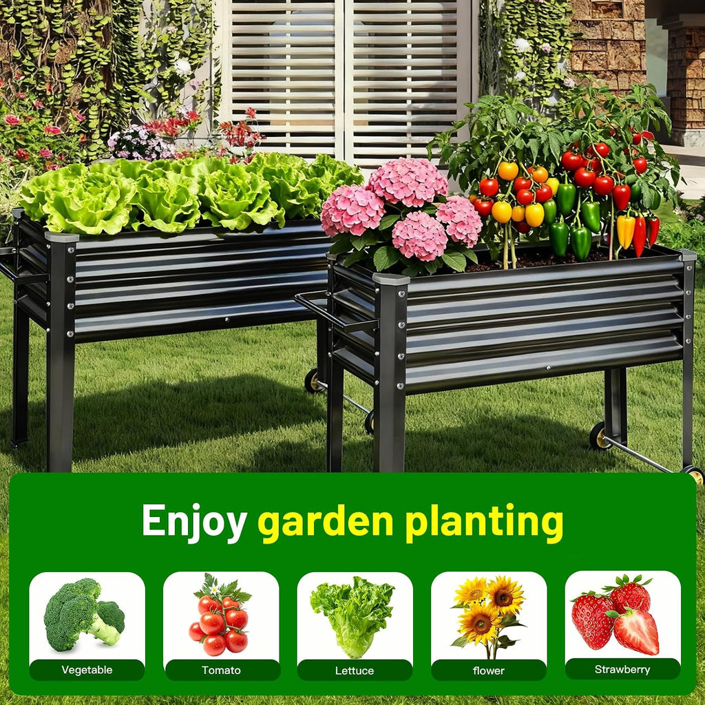 land guard 2 pack galvanized raised garden bed showing dimensions