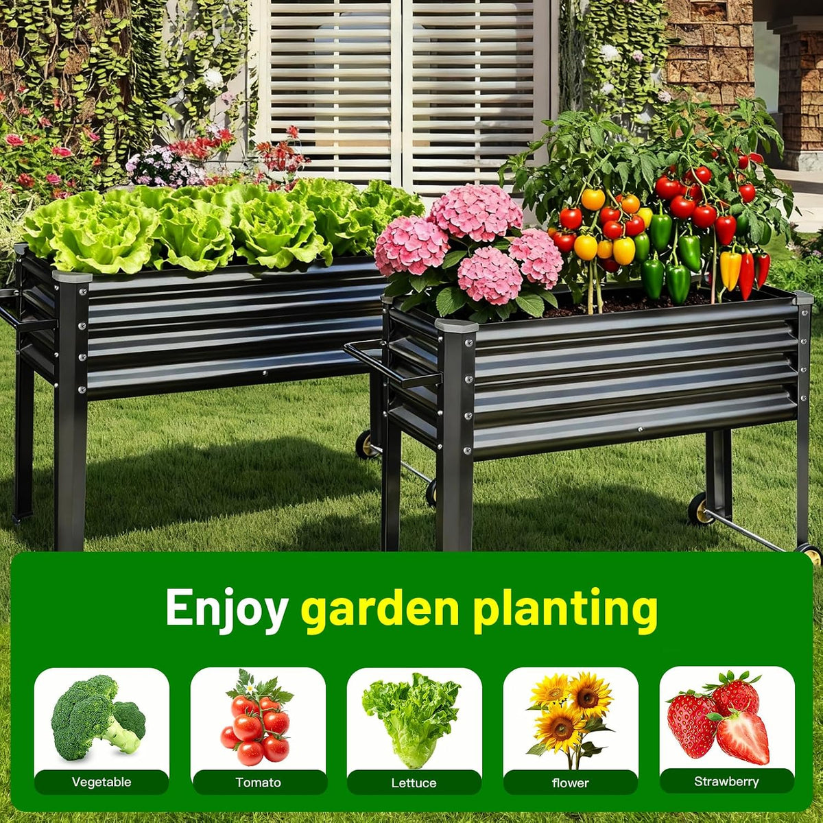 land guard 2 pack galvanized raised garden bed showing dimensions