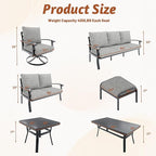 HOMREST Outdoor Couch Aluminum Patio Furniture Sofa, 3-Seat All-Weather Metal Outdoor Patio Furniture with Cushions, Grey