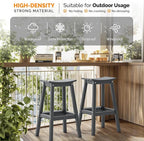 VINGLI 29" Outdoor Bar Stools Set of 2, HDPE Poly Lumber Bar Chairs with Footrest, Weather Resistant Patio Barstools for Bar, Kitchen Counter, Yard (Gray, 29 Inch 2 PC)