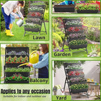 Homdox 2 Pack Vertical Garden Bed, 5 Tiers Vertical Raised Garden Planter, 23 * 26 * 45Inch Outdoor Garden Raised Bed with 4 Hooks, Vegetable Flower Planter Raised Stand for Garden Patio Yard, Black
