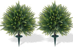 artificial 2 pack cedar topiary trees with ground, main product view