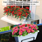 8pcs Rectangle Window Boxes Planters, 17 Inches Long Window Sill Planter Box Outdoor, Plastic Rectangular Window Flower Herb Pots Indoor with Drainage Holes and Trays for Garden Windowsill