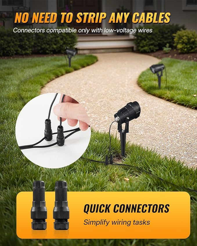 6W 700LM Low Voltage Landscape Lighting, 12V AC/DC 3000K Warm White LED Low Voltage Landscape Lights, IP65 Waterproof Outdoor Spotlights with Connectors for Garden Tree Yard 14Pack W01SLP1406