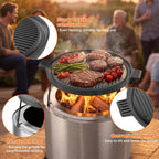 onlyfire Cast Iron Griddle Pan for Solo Stove 15" Ranger Fire Pit | Double Sided Reversible Grilling Pan with Detachable Legs, Extends Cooking Space for Outdoor Camping