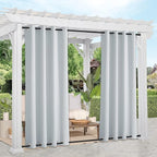 NICETOWN 2 Panels Outdoor Curtains with Rustproof Grommet on top and Bottom for Patio Waterproof, Windproof Privacy Outdoor Living Dividers for Valley/Cabana, W52 x L84, Greyish White