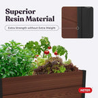 Keter 48" X 48" inches Wood Look Raised Garden Bed, Durable Outdoor Herb Garden Planter for Vegetables, Flowers, and Succulents, Brown