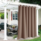 RYB HOME Outdoor Curtains for Patio Waterproof Block Sunlight Thermal Insulated Privacy Assured Thick Outside Curtains for Porch, Gazebo, Pergola, W84 x L84, Mocha, 1 Panel