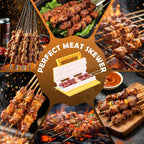 Double-Row Kebab Maker, ABS Meat Skewering Tool, Yellow | Single press double skewers with ergonomic handle for meat, vegetables, shrimp, backyard, balcony, and camping prep