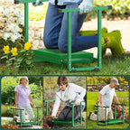 FLINTER Garden Kneelers Seat, Stable and Save Tip-Resistant Design 10.2" Wider Garden Kneeler and Seat with Handle, Heavy Duty Gardening Stool for Seniors, Gardening Weeding Bench for Parents - Gray