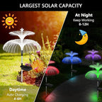 Solar Garden Lights 6 Pack New Upgraded Solar Lights Outdoor Waterproof 7 Color Changing Double Jellyfish and Star Flower Garden Decor Yard Lawn Christmas Decorations, Gifts for Women Mom