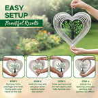 ISEO Silver Heart Wind Spinner Outdoor, 12 Inch Tree of Life Hanging Garden Decor, 3D Metal Yard Art for Porch Patio Balcony, Gift for Women Mom Grandma