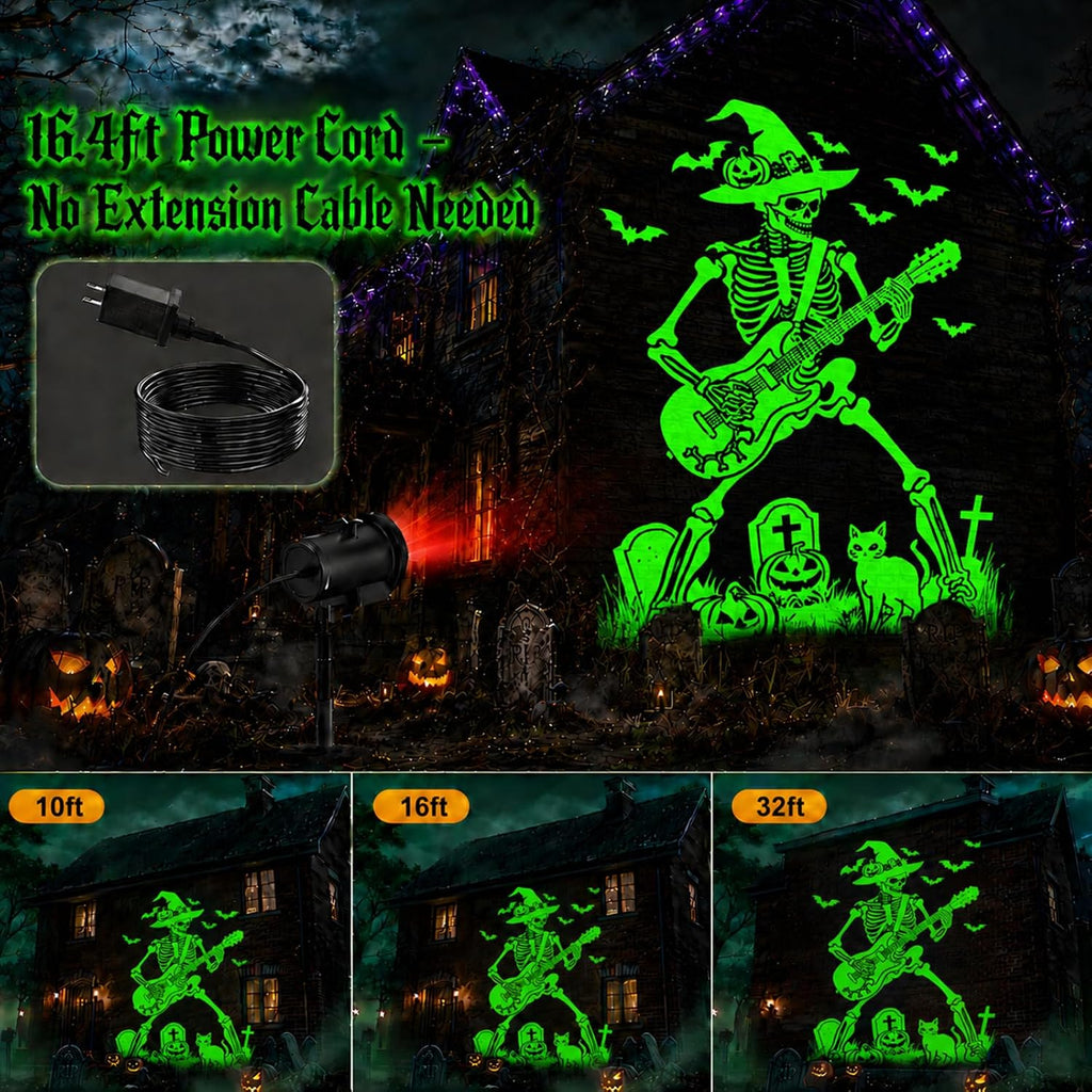12 in 1 Halloween Halloween Projector Outdoor - 3D Dynamic Halloween Decorations,Clearer Skull/Spider/Pumpkin/Witch Cauldron HD Patterns,Holiday Lights for Window Garage Door Cover