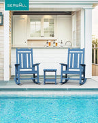 SERWALL Oversized Rocking Chair Set of 4 Outdoor, HDPE Outdoor Rocking Chair Set of 4, Blue
